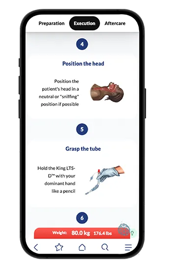 Phone showing an illustrated step-by-step procedure in the Paratus app